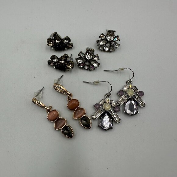 3/$30 Earring Lot Pierced Statement Crystal Rhinestone Teardrop Jewel Dangle - Picture 5 of 15